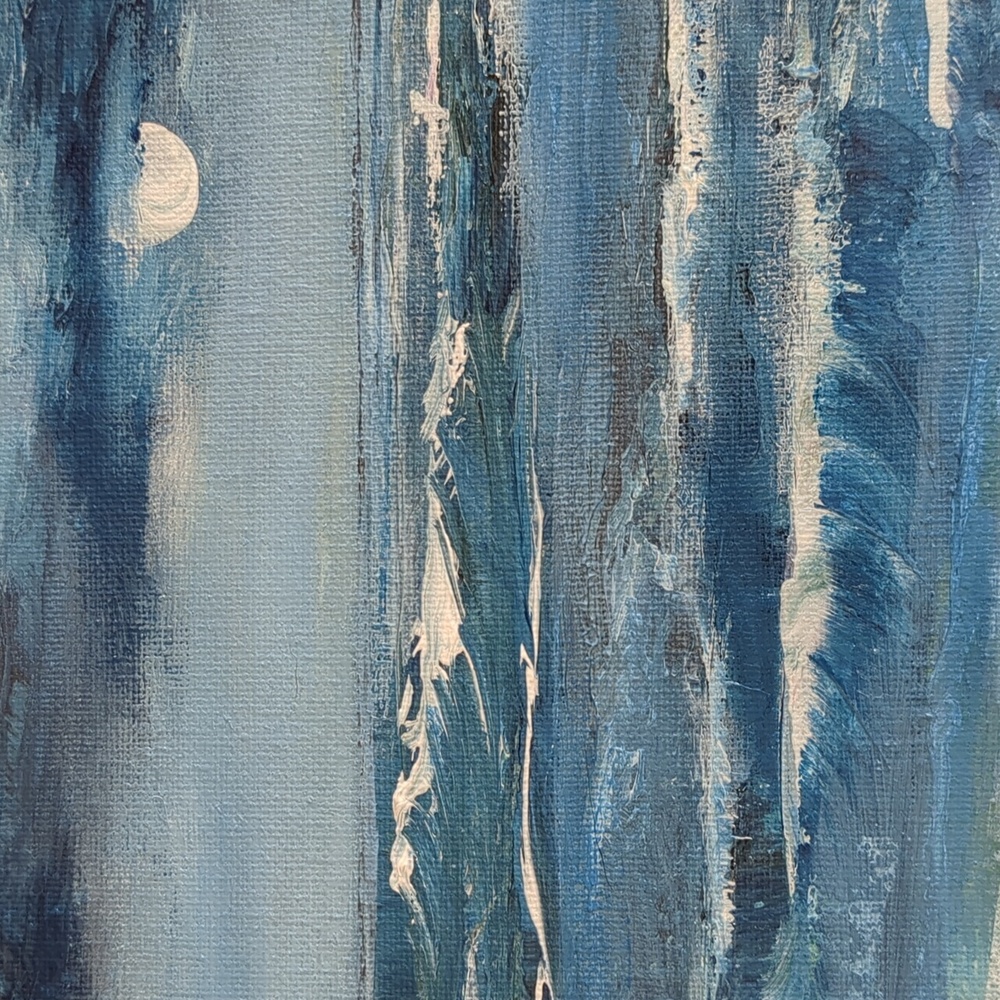 New Painting Dark Moonlit Seascape Waves, Signed Original Acrylic 14X11  Canvas - Picture 3 of 10